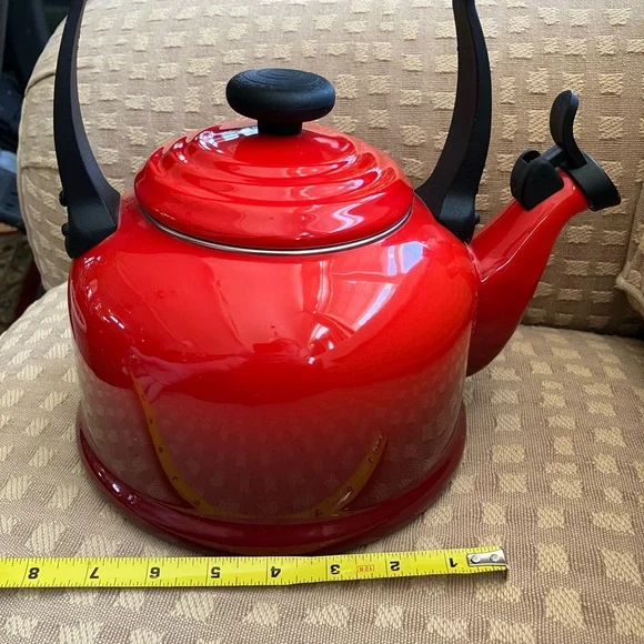 Le Creuset Red Stovetop Whistling Tea Kettle with Black Handle - Picture 11 of 14
